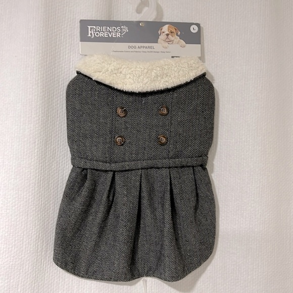 Forever Friends Other - Forever Friends grey herringbone dress with faux shearling collar size Large